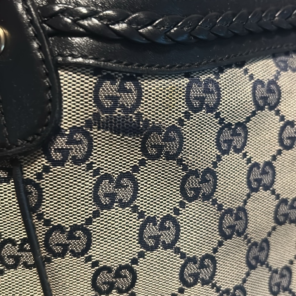 GUCCI  Monogram Medium Brick Lane Tote Navy - Picture 9 of 13